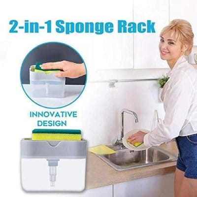 Kitchen Liquid Soap Dispenser with Sponge Holder