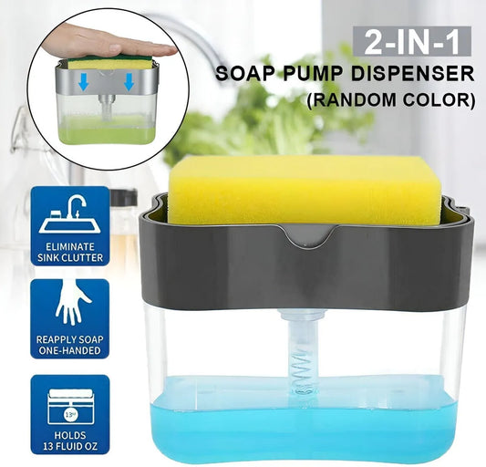 Kitchen Liquid Soap Dispenser with Sponge Holder